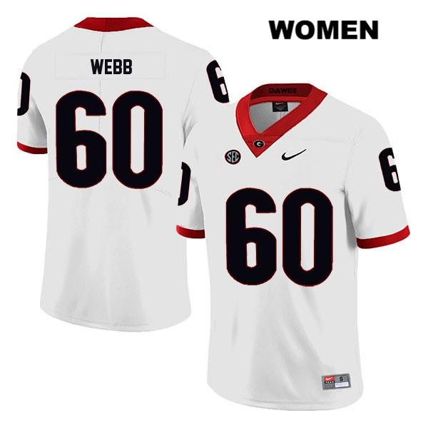 Georgia Bulldogs Women's Clay Webb #60 NCAA Legend Authentic White Nike Stitched College Football Jersey PXE0856CI